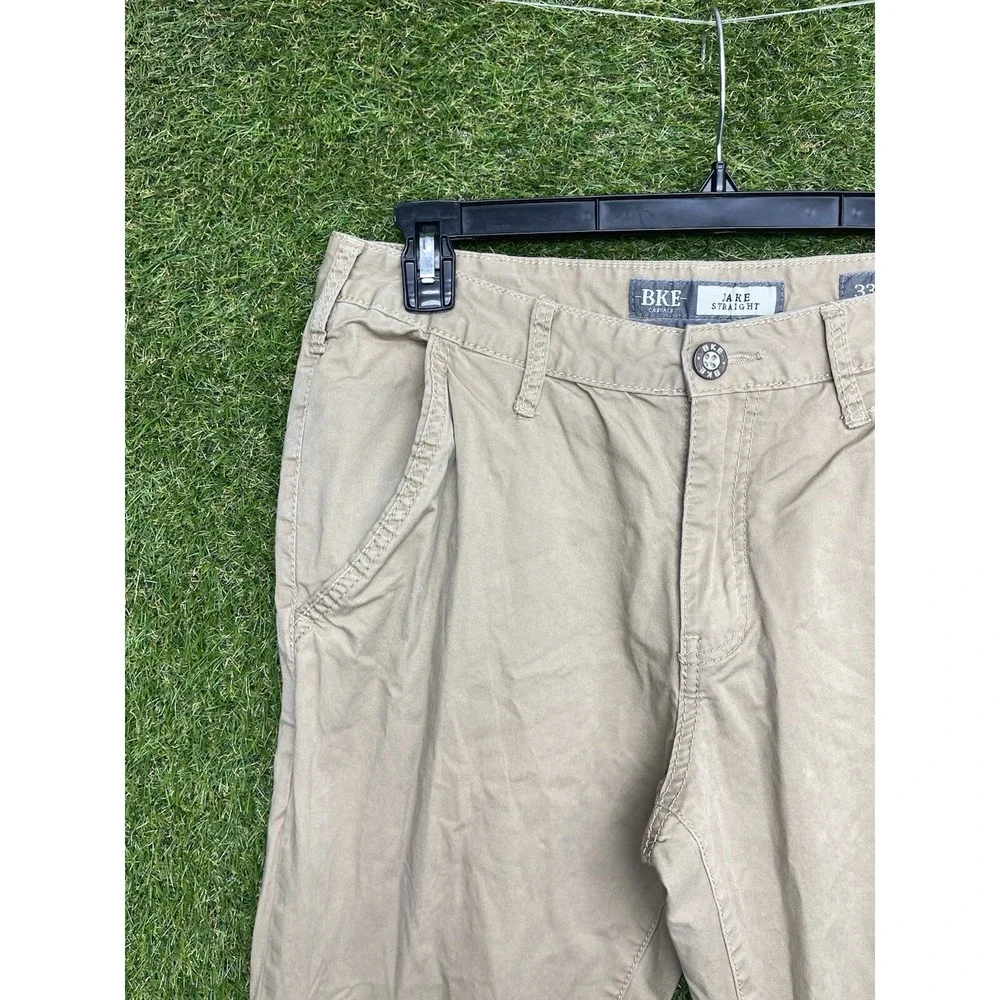 BKE Jake Pants Mens 33L 33x32 Tan Khaki Straight Leg Chino Y2K Casual Beige